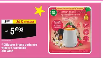 Cora x Carrefour AIR WICK Diffuseur brume parfumée vanille & framboise offre