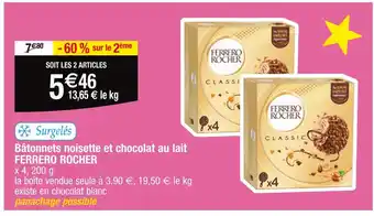 Cora FERRERO ROCHER Bâtonnets noisette et chocolat au lait offre