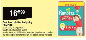 Cora x Carrefour PAMPERS Couches culottes baby-dry offre