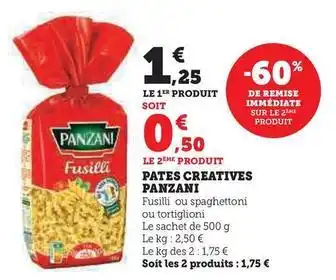 Super U Panzani - pâtes creatives offre