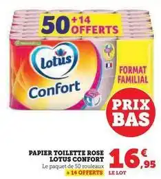 Super U Lotus confort - papier toilette rose offre