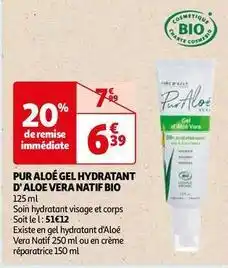 Auchan D'aloe vera - pur aloe gel hydratant natif bio offre