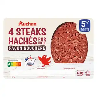 Auchan 4 Steaks Hachés Pur Bœuf Façon Bouchère Auchan offre