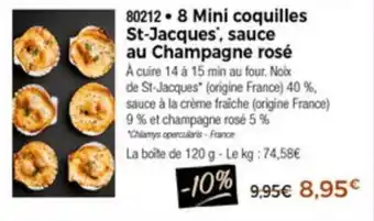 Thiriet 8 Mini coquilles st-jacques sauce au champagne rosé offre