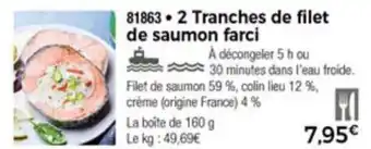 2 Tranches de filet de saumon farci