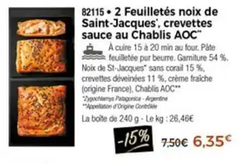 Thiriet 2 Feuilletés noix de saint-jacques', crevettes sauce au chablis AOC offre