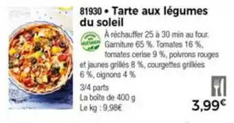 Thiriet Tarte aux légumes du soleil offre