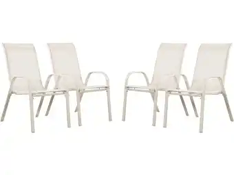 Brico Cash Fauteuil jardin Textilène Cordoba - Phoenix - Écru - Lot de 4 offre