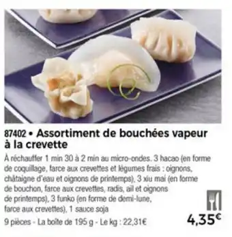 Assortiment de bouchées vepeur à la crevette