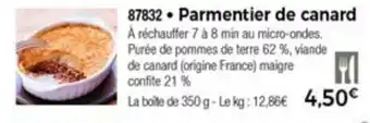 Thiriet Parmentier de canard offre