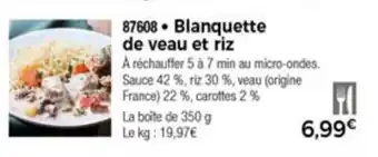 Thiriet Blanquette de veau et riz offre