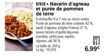 Thiriet Navarin d'agneau et purée de pommes de terre offre