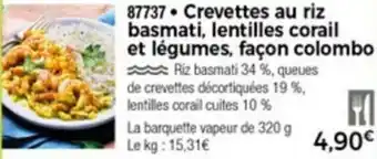 Thiriet Crevettes au riz basmati, lentilles corail et légumes, façon colombo offre