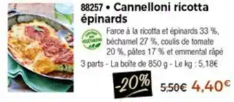 Thiriet Cannelloni ricotta épinards offre