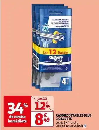 Auchan Gillette - rasoirs jetables blue 3 offre