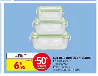 Intermarché Hyper LOT DE 3 BOITES EN VERRE offre