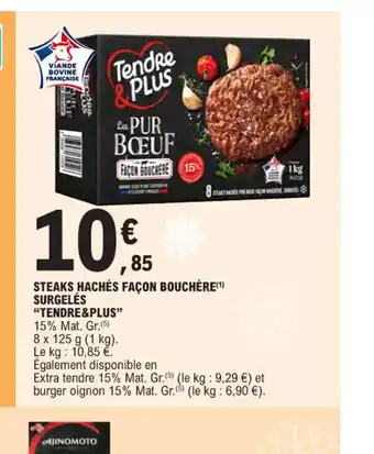 E.Leclerc STEAKS HACHÉS FAÇON BOUCHÈRE(1) SURGELÉS offre