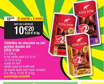 Migros Tablettes de chocolat au lait praliné double lait offre