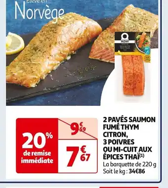 Auchan Supermarché 2 PAVÉS SAUMON FUMÉ THYM offre