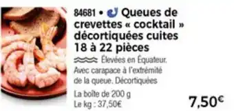 Thiriet Queues de crevettes cocktail décortiquées cuites offre