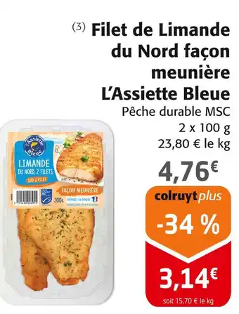 Colruyt L’Assiette Bleue Filet de Limande du Nord façon meunière offre