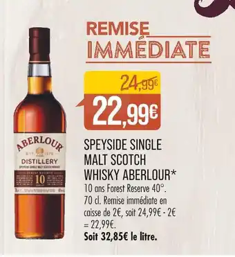 Match ABERLOUR SPEYSIDE SINGLE MALT SCOTCH WHISKY offre