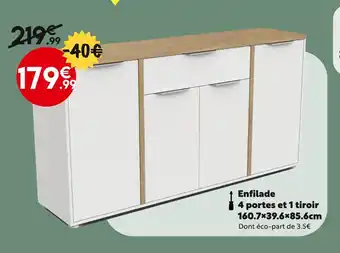 Maxi Bazar Enfilade 4 portes et 1 tiroir 160.7X39.6X85.6cm offre