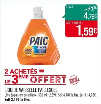 Match PAIC EXCEL LIQUIDE VAISSELLE offre