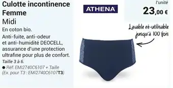 ATHENA Culotte incontinence Femme Midi