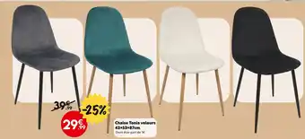 Maxi Bazar Chaise Tonia velours 43x53x87cm offre