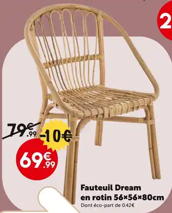 Maxi Bazar Fauteuil Dream en rotin 56x56x80cm offre