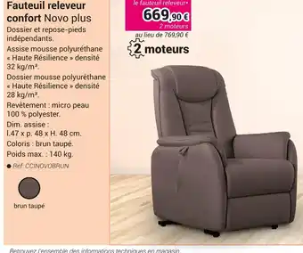 Technicien de Santé Fauteuil releveur confort Novo plus offre