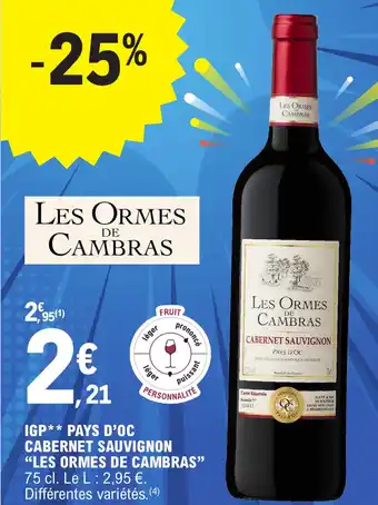 E.Leclerc IGP PAYS D'OC CABERNET SAUVIGNON offre