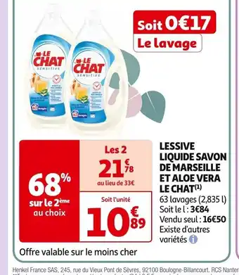 Auchan Supermarché LESSIVE LIQUIDE SAVON DE MARSEILLE offre