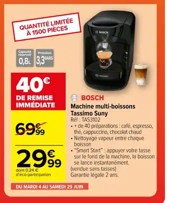 Carrefour Machine multi-boissons Tassimo Suny offre