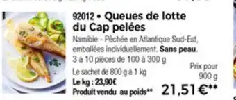 Thiriet Queues de lotte du Cap pelées offre