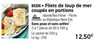 Filets de loup de mer coupés en portions