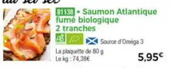 Thiriet Saumon Atlantique fumé biologique 2 tranches offre
