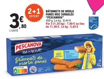 E.Leclerc BATONNETS DE MERLU PANÉS MSC SURGELÉS "PESCANOVA" offre