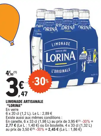 E.Leclerc LIMONADE ARTISANALE "LORINA" offre