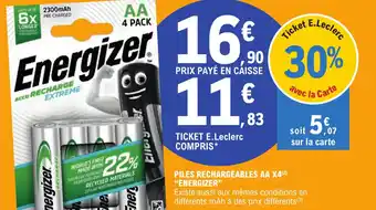 PILES RECHARGEABLES AA X4(2) "ENERGIZER"