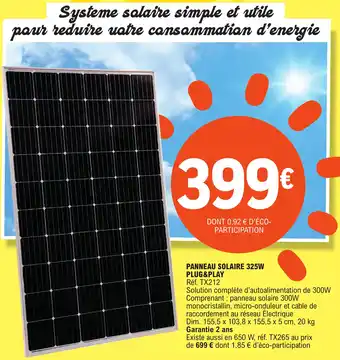 E.Leclerc PANNEAU SOLAIRE 325W PLUG&PLAY offre