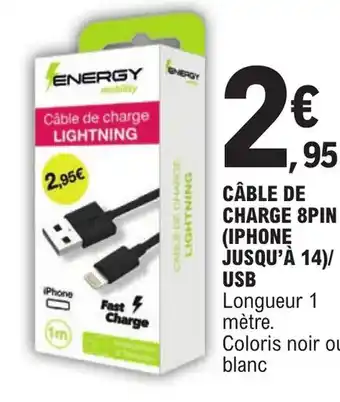 E.Leclerc CÂBLE DE CHARGE 8PIN (IPHONĘ JUSQU'À 14)/ offre