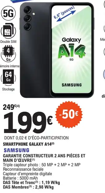E.Leclerc SMARTPHONE GALAXY A14(2) offre