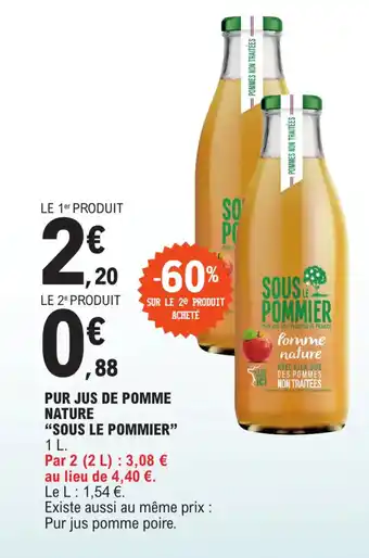 E.Leclerc PUR JUS DE POMME NATURE "SOUS LE POMMIER" 1 L. offre