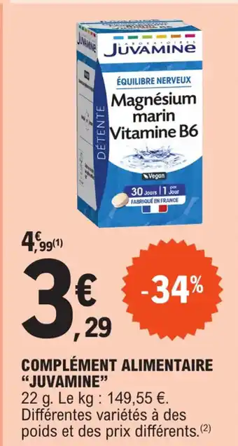 COMPLÉMENT ALIMENTAIRE "JUVAMINE"