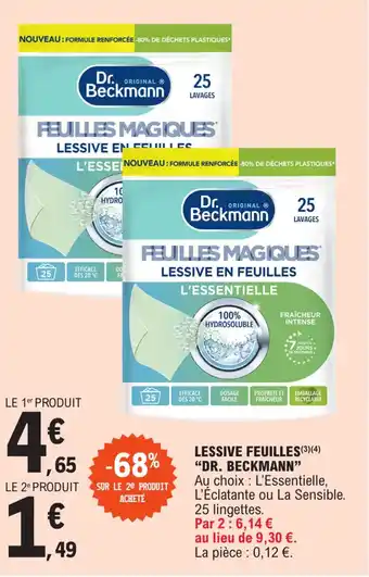 E.Leclerc LESSIVE FEUILLES(3)(4) "DR. BECKMANN" offre