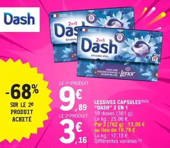 E.Leclerc LESSIVES CAPSULES(2)(3) "DASH" 2 EN 1 offre