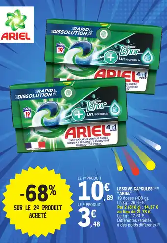 E.Leclerc LESSIVE CAPSULES (1)(2) "ARIEL" offre