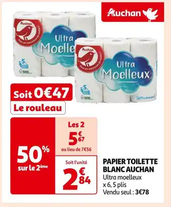Auchan Supermarché AUCHAN PAPIER TOILETTE BLANC offre